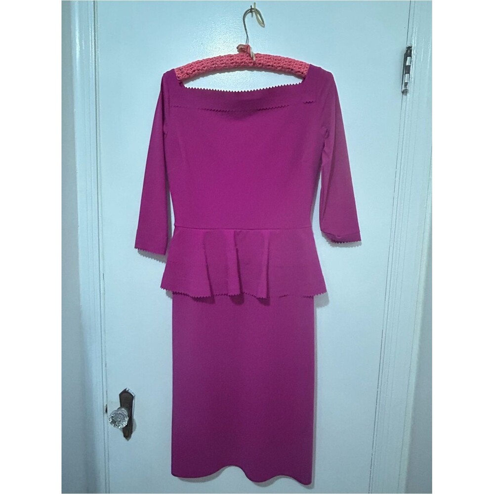 Chiara Boni Bright Fuchsia Scalloped Detail Dress